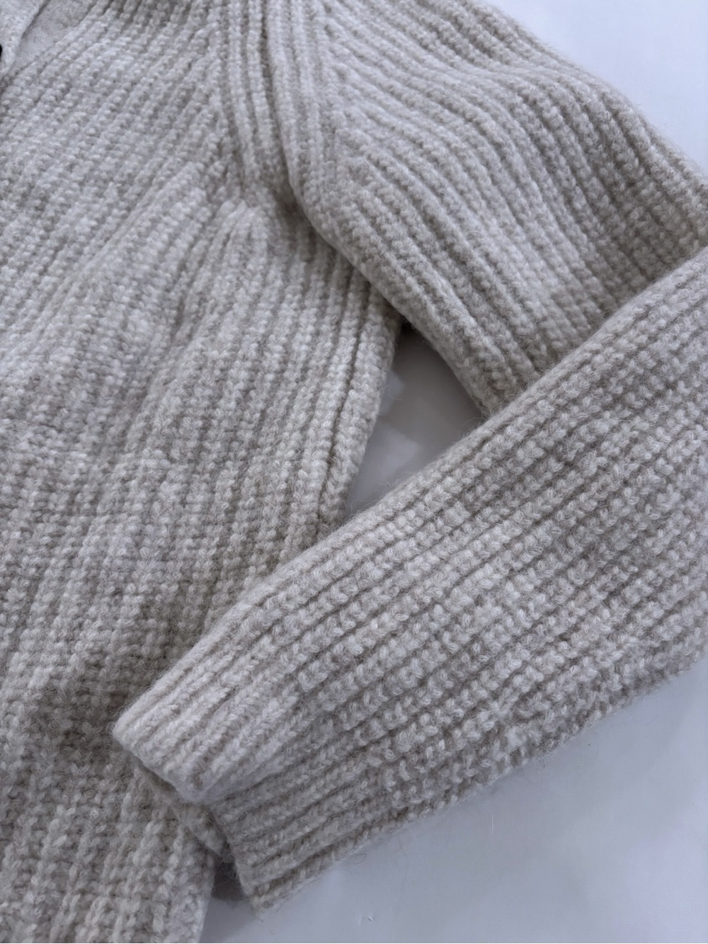 Everlane Fisherman Cardigan Heathered Oak Women M Alpaca Wool Quiet Luxury - Picture 4 of 12